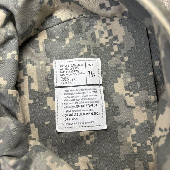 US Military Issue Army Combat Uniform ACU UCP Camouflage Patrol Hat Cap Sz 7-1/8 - Picture 6 of 6